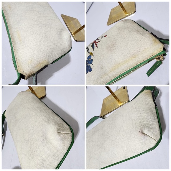 Authentic Gucci Canvas and Leather Pochette Cream/Green - Picture 11 of 13